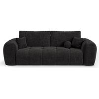 Canapé convertible avec coffre 4 places en tissu tramé anthracite foncé