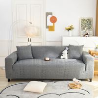 LEDANDER Housse de canapé 3 places — Housse extensible en jacquard ultra-douce pour salon — Protection adaptée aux animaux — Housse de canapé moderne et antidérapante en polyester (190-230cm,Gris fonc