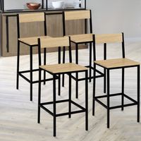 Lote de 4 taburetes de bar DETROIT con respaldo silla de cocina de diseño industrial