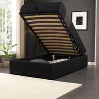 Lit 100x200 Coffre Loris - Montage Rapide et Facile - Revêtement PVC Simili - Confort Optimal - Design Modern - LIT LORIS NOIR