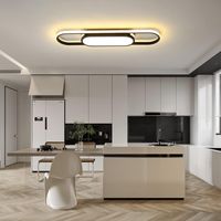Ganeed – Plafonnier LED dimmable noir 70 cm – Acrylique linéaire – Température couleur 3000K-6000K – Télécommande incluse – Pour salon, cuisine, chambre
