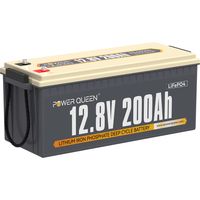 Power Queen – Batterie lithium 12V 200Ah LiFePO4 – 2560Wh – BMS 100A – 4000-15000 cycles – Pour camping car, bateau, solaire, hors réseau