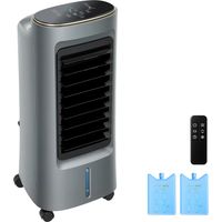 Ventilador 4 en 1 con humidificador – Purificador y enfriador portátil – Oscilación de 90° – 4 velocidades, 3 modos – Gris
