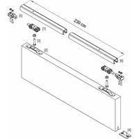 Rail + garniture pour porte coulissante suspendue standard 40KG - Longueur : 2.3 m - Profil U : Oui - KRONA KOBLENZ