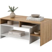 Tavolino da Salotto Karaseso, 3 Vani, Forma Rettangolare, Colore Ripiano Marrone, 120x60x53h cm Marrone Rovere