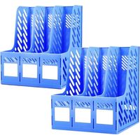 Office Storage Locker 2PCS Plastic Storage Box Document Organizer Desktop Organizer Box Sorter Magazine Holder File Folders for Filing Papers (3 Compartments)
