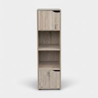 Bibliothèque moderne gain de place avec étagères et portes 30x29x120 Oreni - Chêne
