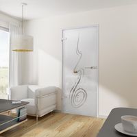 Glastür Drehtür mit Beschlag 834 x 1972 DIN links ESG Dekor Wohnungstür - Tür + Beschlag DB70 (verriegelbar)
