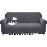 Wasserdichter Stretch-Sofabezug aus Spandex-Jacquard mit Anti-Rutsch-Schaum, 3-Sitzer, Grau