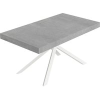 Table Extensible Niket 160/264X90 Cm Pieds Béton Blanc