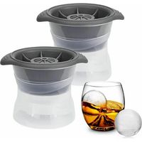 Kitchen Silicone Ice Cube Tray 2 PCS Ball Ice Cubes Tray Food Grade Round Ice Cube Mold for Whiskey Drinks/Cocktails/Scotch/Cocktails/Juice/Coffee(Grey)