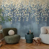 A.S. Creation Fototapete 8.80 x 0.53 m Livingwalls Florale Tapete Blau 791442 Natur CosmoLiving by Cosmopolitan