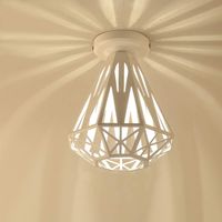Lampadario industriale vintage da soffitto, 20 cm, con gabbia in ferro bianco, paralume E27, lampada da soffitto, illuminazione decorativa, lampada a sospensione per camera da letto, ingresso