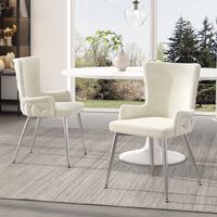 Set di 6 Sedia velluto imbottita moderna comoda montaggio semplice gambe metal beige