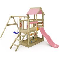Wickey TurboFlyer climbing frame with swing and sandpit for toddlers in light pink