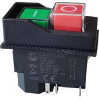 KJD17 5-pole push button 16A 120V 2100W self-locking contactor with auxiliary contacts, industrial motor control switch 55x29x54mm, black.