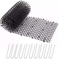 Insekten- und Tierabwehrmatte gegen Katzen, Anti-Katzen-Gartenmatte mit Spikes 200281, 8 cm mit 10 Metallheringen, Schwarz