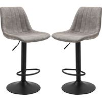 Sgabelli da Bar regolabili con schienale e poggiapiedi, Grigio, Set 2, Stile industriale