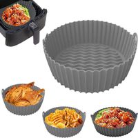 Accessoires de cuisine, accessoire pour friteuse à air chaud, moule pour friteuse à air chaud, panier en silicone pour friteuse à air chaud, réutilisable au micro-ondes et à la vapeur - 1 pièce (gris)