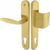 Ouvre&Déco – Lot de 2 poignées de porte OMEGA – Béquille double palière – Laiton finition titane – Entraxe 195 mm – Compatible avec serrures à relevage