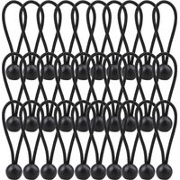 30 Pack Bungee Balls, Black Ball Bungee Heavy Duty Heavyweight Tarp Bungee Cords, Weather Resistant Tie Down Strap 4mm Thickness - for Camping, Tents, Cargo, Holding Wire and Hoses