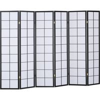 Pegane – Paravent japonais Shoji pliant en bois noir 6 panneaux – Charnières bidirectionnelles – Pour espaces intérieurs et extérieurs