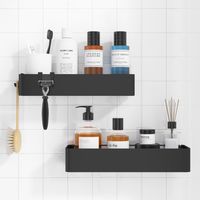 Estante de ducha sin taladrar, 2 piezas, organizador de baño inoxidable, estante de baño de secado rápido sin taladrar con gran capacidad, soporte de champú duradero para ducha hecho de acero inoxidab