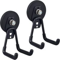 Ganci magnetici per garage, set di 2 ganci magnetici per riporre oggetti con rivestimento antiscivolo per appendere all'interno e all'esterno (nero)