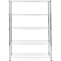 Etagère en Fil d'Acier Chromé 1000KG - 45 x 150 x 180cm - Pied de Nivellement - Rangement Garage, Cuisine, Atelier, Entrepôt, Organisation Rayonnage - 5 Niveaux Ajustable - 100% Sans Boulons