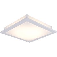 LED Deckenleuchte eckig Esszimmer Deckenpanel Wohnzimmer Deckenlampe weiß, aus Stahl und Glas, 1x LED 18W 1506Lm warmweiß, LxH 38,5x6,5 cm