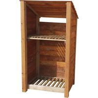 Wooden Log Store Reverse Roof, W119cm x H180cm, (Brown finish), With Kindling Shelf