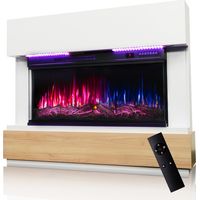 HOMAVO 36-Zoll Elektrokamin mit Heizung - 1000 / 2000W - Stand / Einbaukamin - 3D Flammenfarben - LED & Timer - inklusive Schrank