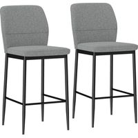 Set de 2 Taburetes Altos con Tapizado Aterciopelado y Patas de Acero para Cocina Comedor Barra 41x52x97 cm Gris