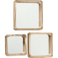 Wandspiegel aus Holz, quadratisch MAMBO, 3er-Set