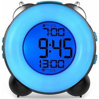 Réveil fort pour les gros dormeurs, réveil en option double réveil réglage snooze écran couleur horloge électronique multi-groupe réveil grande sonnerie réveil Japon, Corée et Europe nouveauté horloge