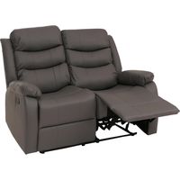 2er Kinosessel HHG-422, Relaxsessel Fernsehsessel mit Armlehne, Liegefunktion Kunstleder grau