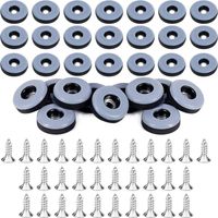 Patins à Visser - Patins Ronds pour Tapis, Lot de 32 pour Meubles, Noir, 22mm - Patins pour Tapis avec Patins en Feutre et Clou - Pieds de Chaise