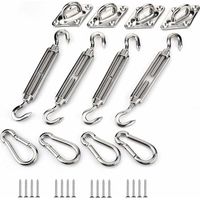 Kit de fixation de voile d'ombrage, kit de fixation de voile d'ombrage en acier inoxydable pour triangle et carré, rectangle, voile d'ombrage
