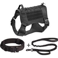 Ahlsen Arnés militar para perros con bolsillo y parche, chaleco táctico sin tirones para perros grandes, arnés para perros de servicio para entrenamiento, senderismo, negro, M