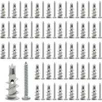 BUNTHAUS 40 Pièces Cheville , Cheville Placo Charge Lourde avec Vis Autoperceuses, Chevilles Métalliques Fixations pour Cavités Béton Briques Plaques de Plâtre