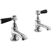 Bayswater Lever Hex Basin Taps Pair - Black/Chrome