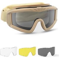 Lunettes de protection militaires tactiques avec 3 verres interchangeables Protection UV400 Lunettes de tir anti-buée Lunettes de plein air Sport Chasse Cyclisme Paintball couleur kaki
