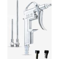 TrAdE Shop Traesio - Set 5 Pz. Pistola Per Aria Compressa Dg-10 Con Accessori Da Compressore Soffiaggio Beccuccio Lungo -