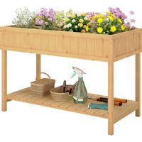 Huerto Urbano Madera Mesa Cultivo Estante Inferior Jardinera Elevada 110x46x76 cm Naturel