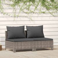 Vidaxl – Canapé de jardin 2 places en résine tressée – Coussin gris – Cadre en acier léger – Confort optimal – Dimensions 126x63x55,5 cm