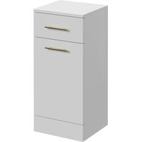 Alexander James Gloss White 350mm x 330mm Laundry Basket - 350mm - Brushed Brass 96mm Bar Handle