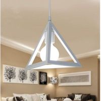 White Pendant Light Triangle Metal Hanging Light E27 Retro Hanging Lamp for Bedroom Cafe Restaurant Pendant Lamp