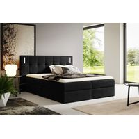 Boxspringbett Schlafzimmerbett MARTIM PREMIUM 200x200cm Stoff Fresh Schwarz