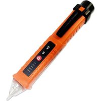 Tester di tensione, rilevatore di tensione senza contatto, 3 intervalli CA 12 V/48 V/70 V-1000 V, tester di fase/neutro con allarme acustico e torcia, rilevatore di rottura del filo - Arancione