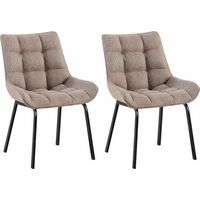 Décoshop26 – Lot de 2 chaises de salle à manger rembourrées en tissu marron – Structure métal noir – Hauteur d'assise 48 cm – Charge max 140 kg – 100007851
